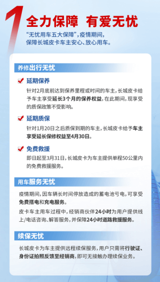 驰援抗疫，长城皮卡推“十大关爱 三减三赋”