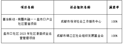 成都市锦江区春熙路街道盐市口社区 2023年社区激励资金项目中期评估结果公示