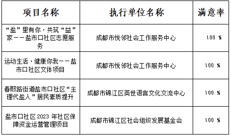 锦江区春熙路街道盐市口社区 2023年社区发展治理专项保障资金项目 结项评估公示